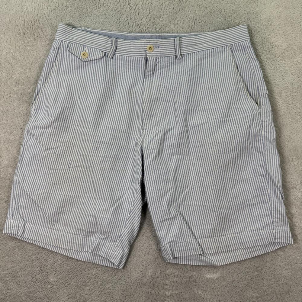 Polo Golf Ralph Lauren Chino Shorts Mens 33 Blue Striped Classic Fit Preppy EUC